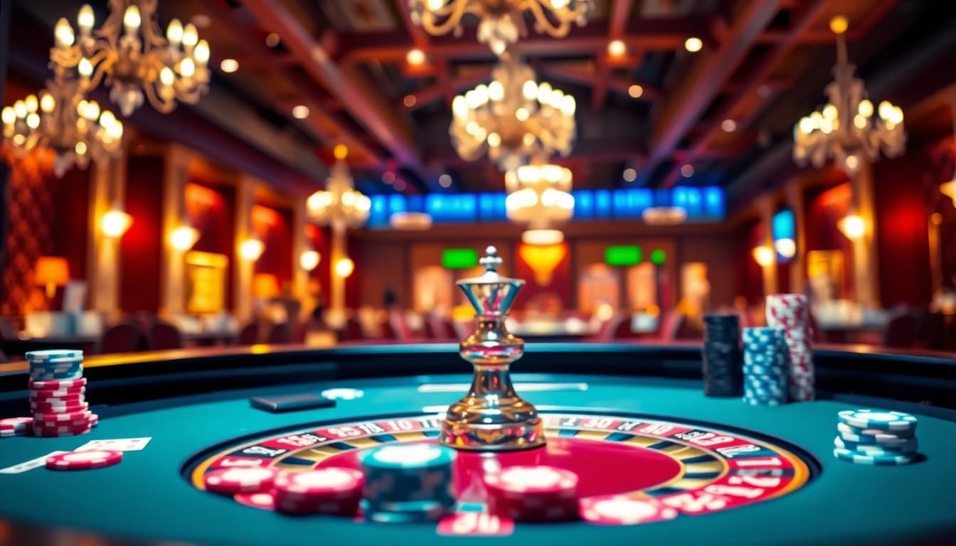 Die Spannung beim casino spielen an einem eleganten Roulettetisch mit Spielszenen.