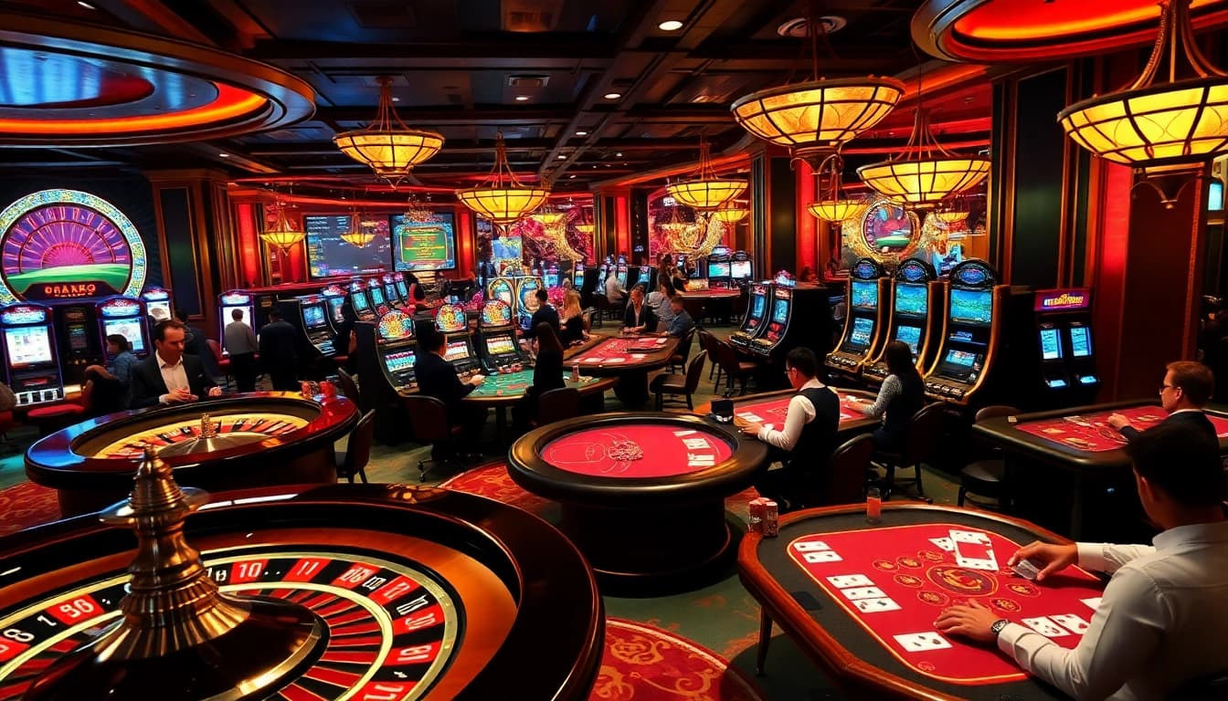 Gamblers celebrating wins at nhà cái 79king casino tables with chips and cards.