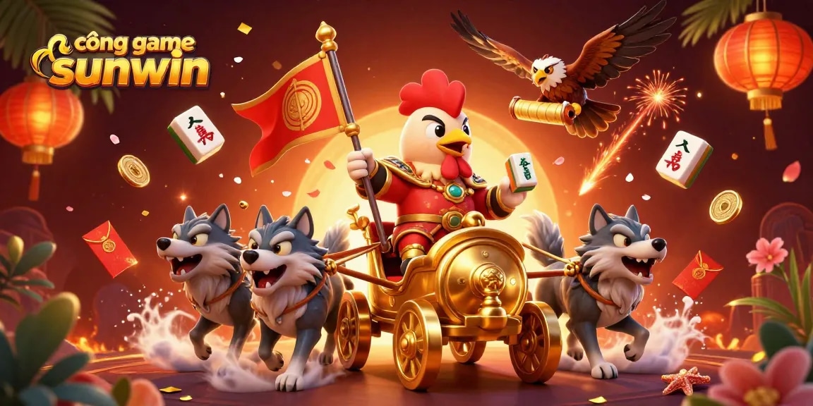 Experience the thrill of cổng game sunwin with a dynamic 3D illustration showcasing fabulous casino elements and characters.