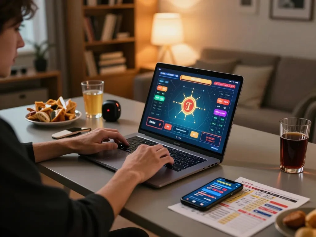 O8 player engaging in strategic online gaming session at a modern desk with gaming accessories