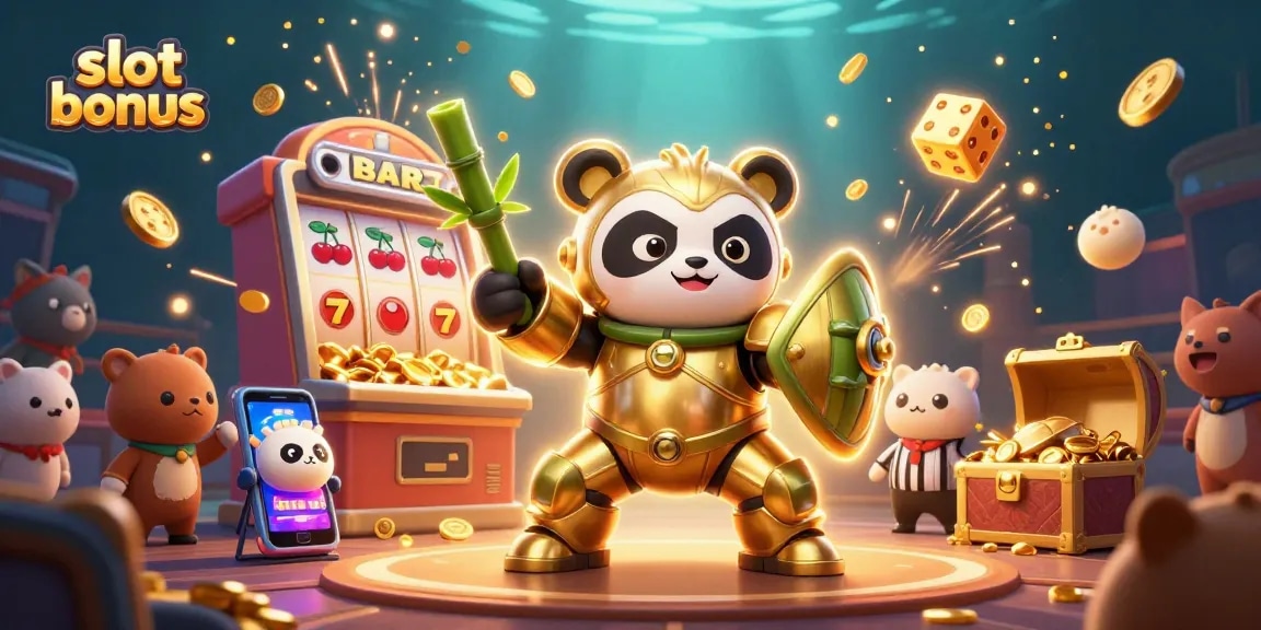 Experience the excitement of slot bonus winnings with a vibrant 3D casino scene full of action.