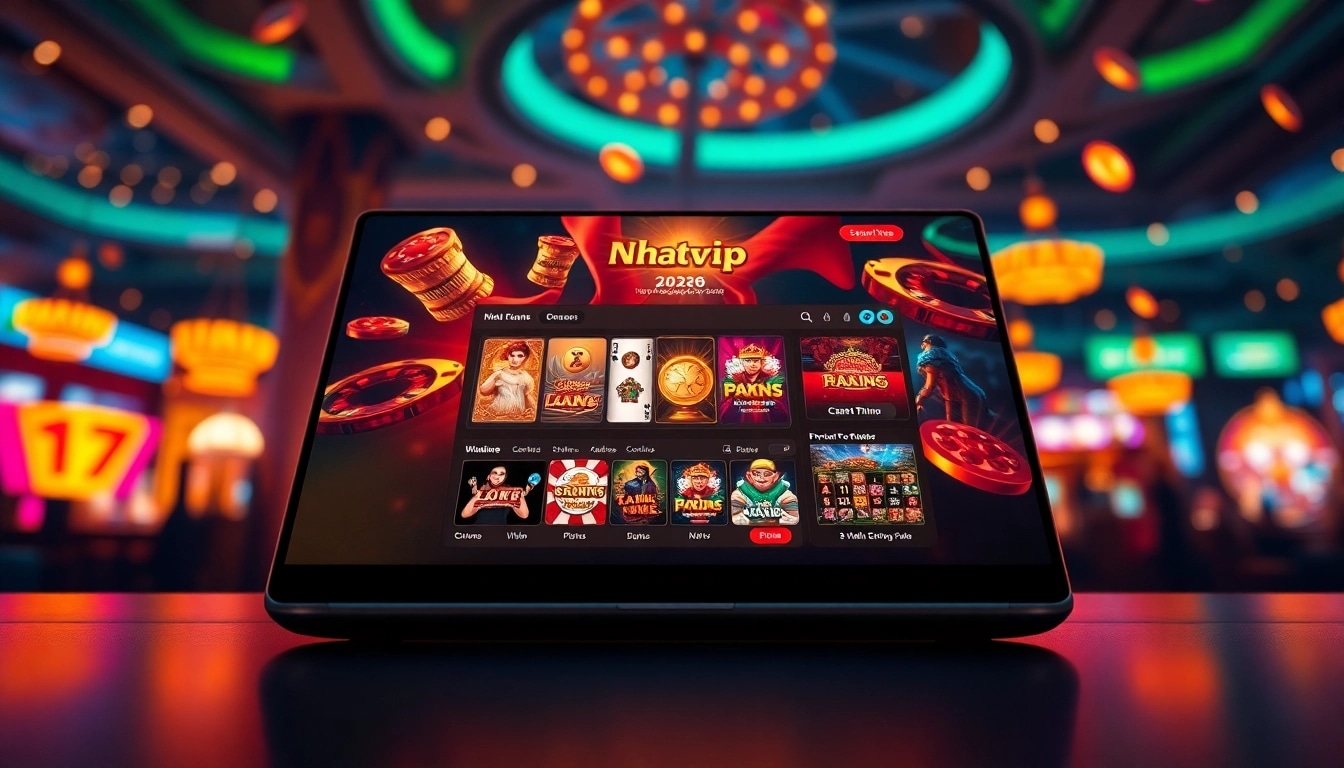 Thiên đường cờ bạc Nhatvip showcases an engaging online gambling experience with vibrant games and a welcoming interface.