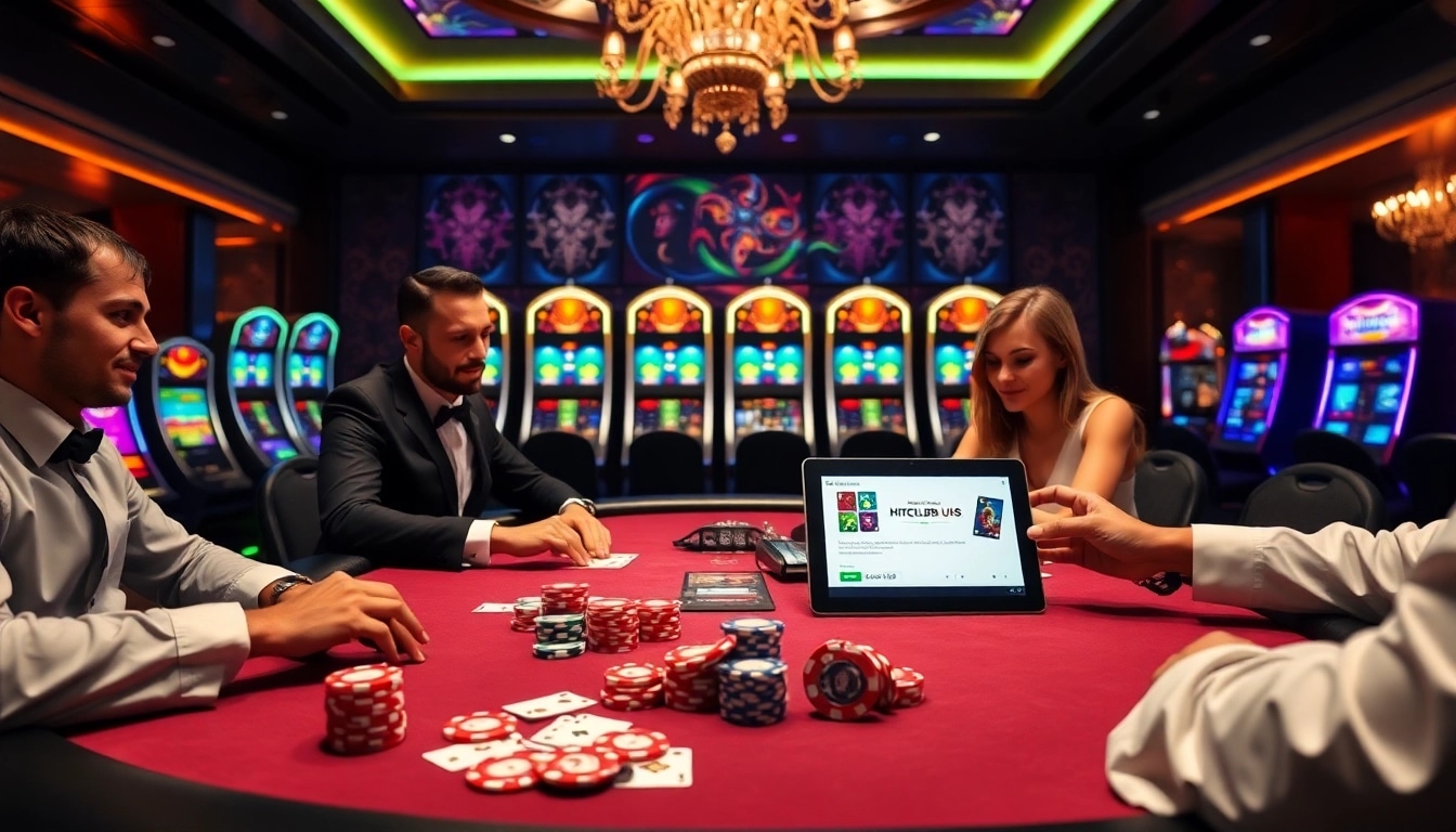 Engaging gambling scene at https://hitclub9.us.com/ featuring players at a casino table with colorful chips.