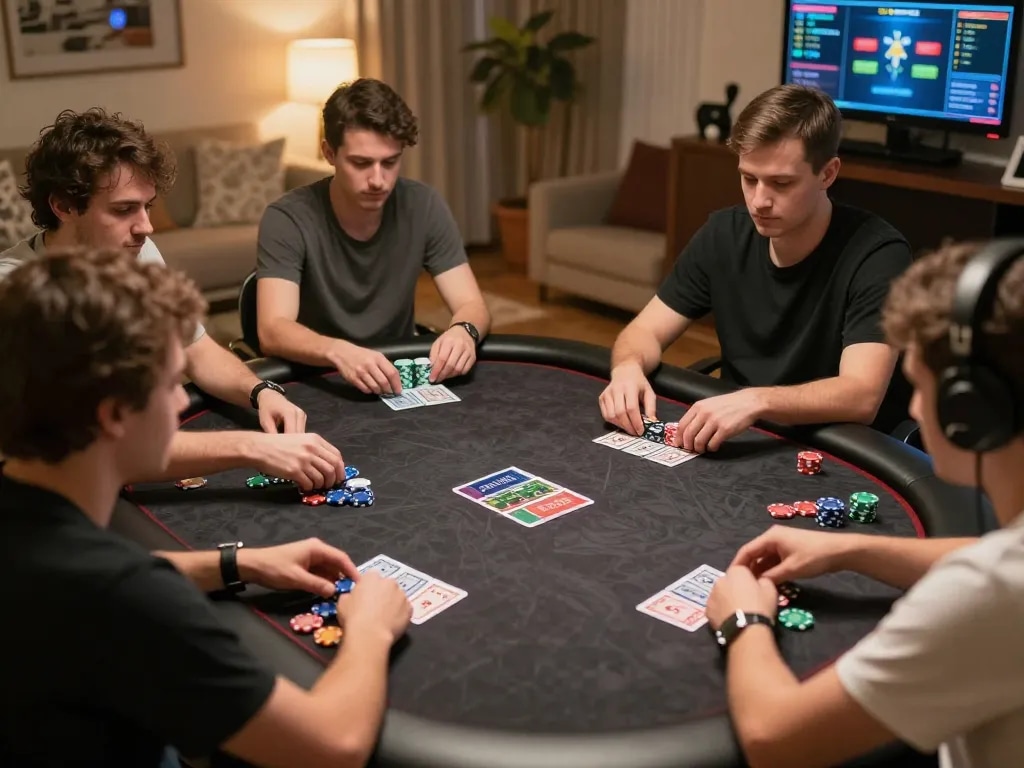 Pemain yang terlibat menikmati permainan poker online di berbagai perangkat, menampilkan pengalaman perjudian strategis di johnbozier.