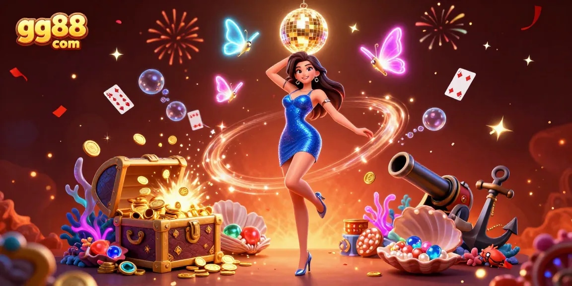 Win big at gg88 com with vibrant 3D gaming scenes featuring glamorous characters and exciting casino elements.