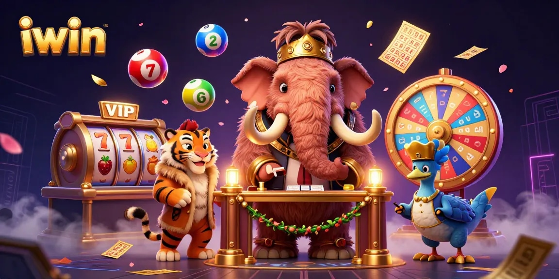 Experience the excitement of iwin with our interactive casino scene featuring vibrant games and colorful characters!