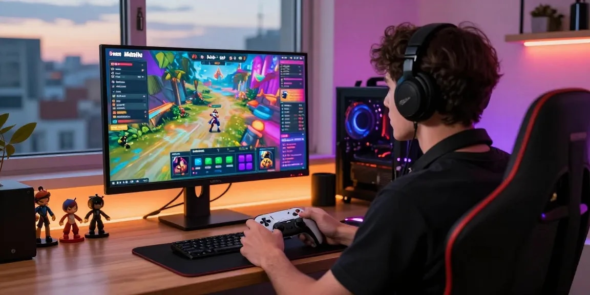 Exciting online gaming setup with Mahajitu platform gameplay on screen, showcasing a comfortable user experience.