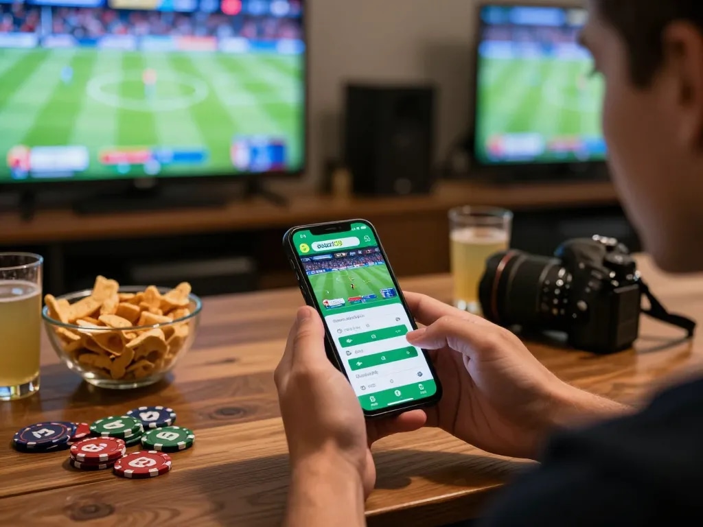 Engaging in sports betting on sbobet88 app while anticipating live match excitement.