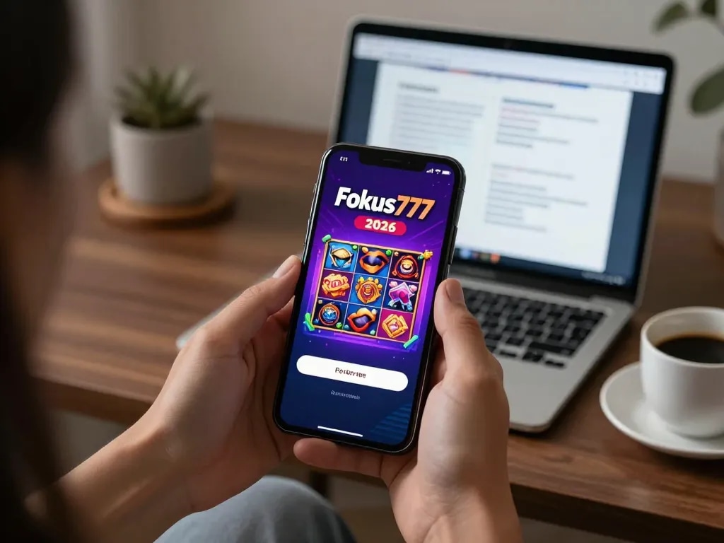 Access the Fokus777 login screen on your smartphone while enjoying dynamic slot games at home.