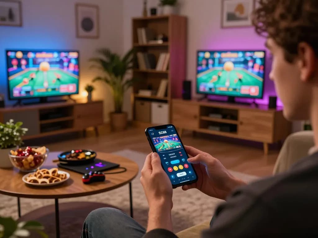 Player using SC88 app on smartphone, enjoying an exciting online casino experience at home