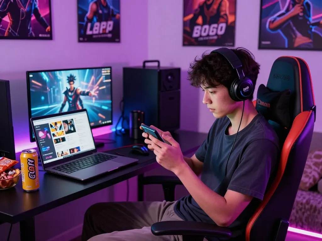 Engaging gaming scene featuring a player enjoying apk mega888 on their smartphone.