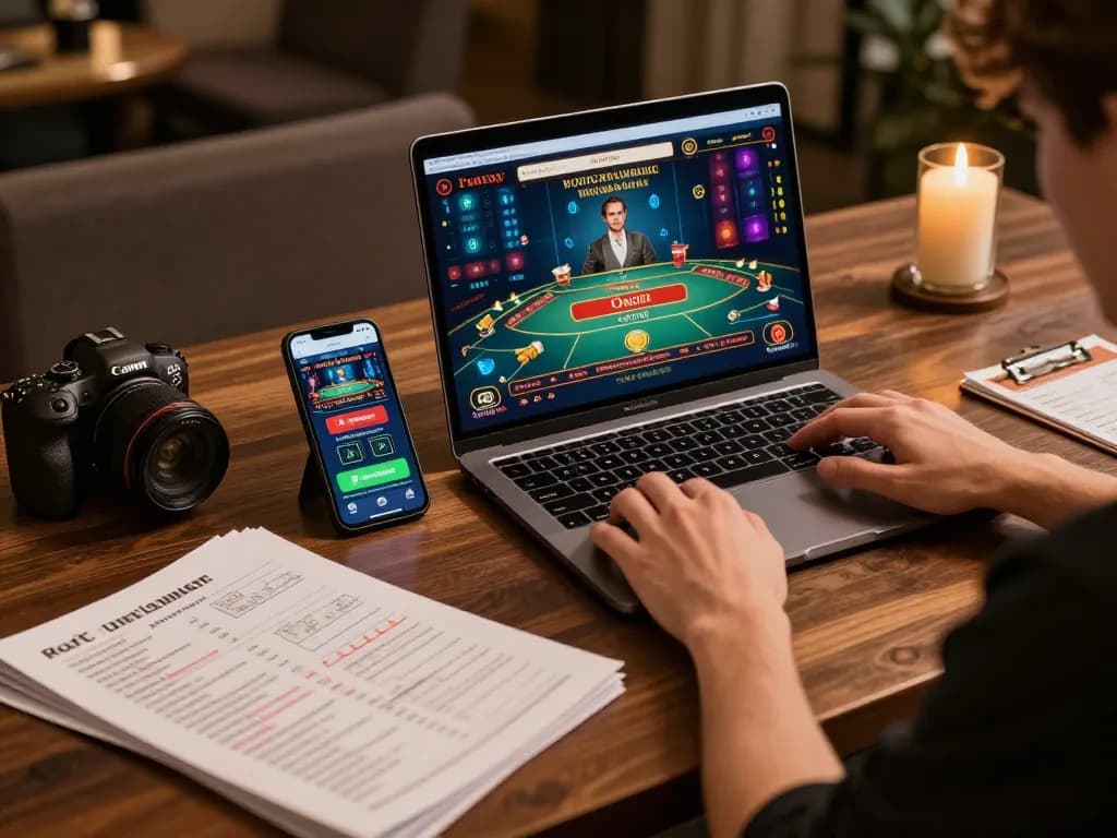 Person using laptop for lc88 đăng nhập, showcasing responsible gaming and strategic planning.