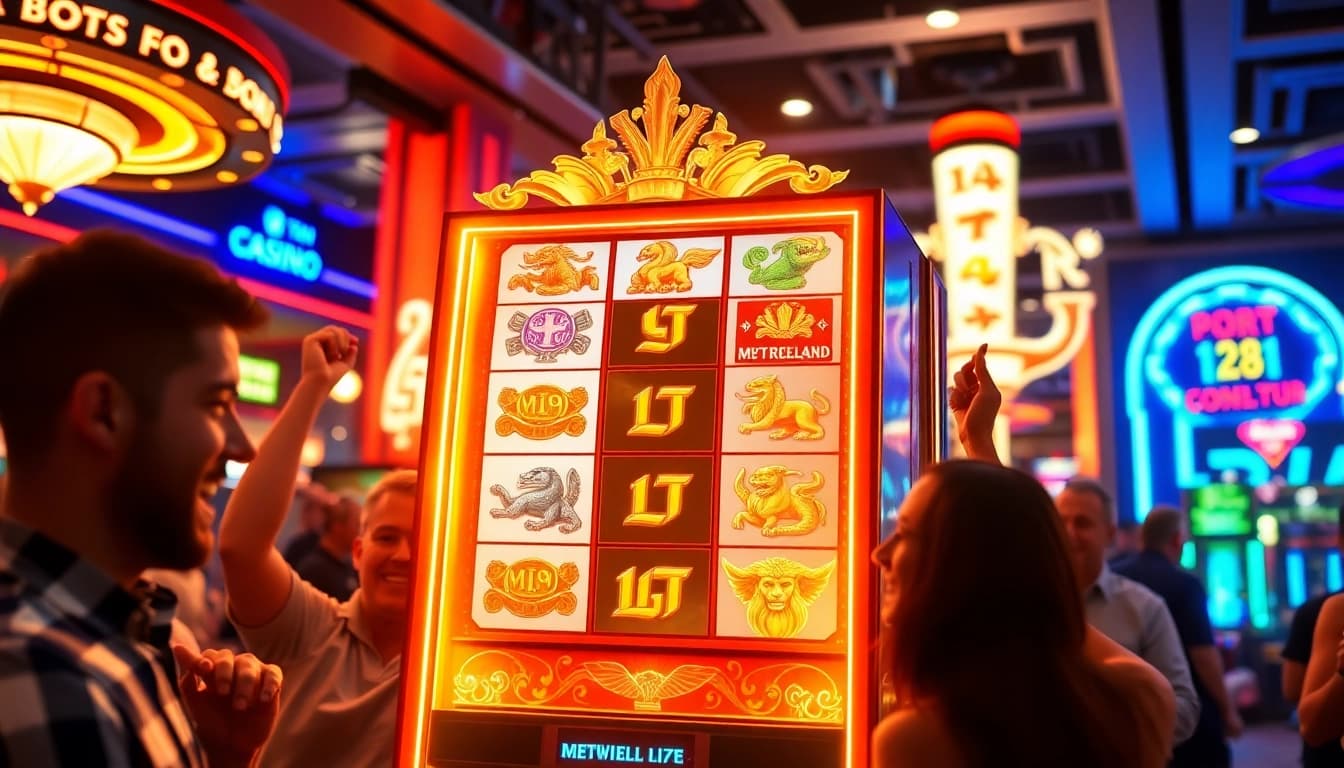 雷神之錘2試玩的賭場玩家慶祝勝利,燈光閃爍,氣氛熱鬧。