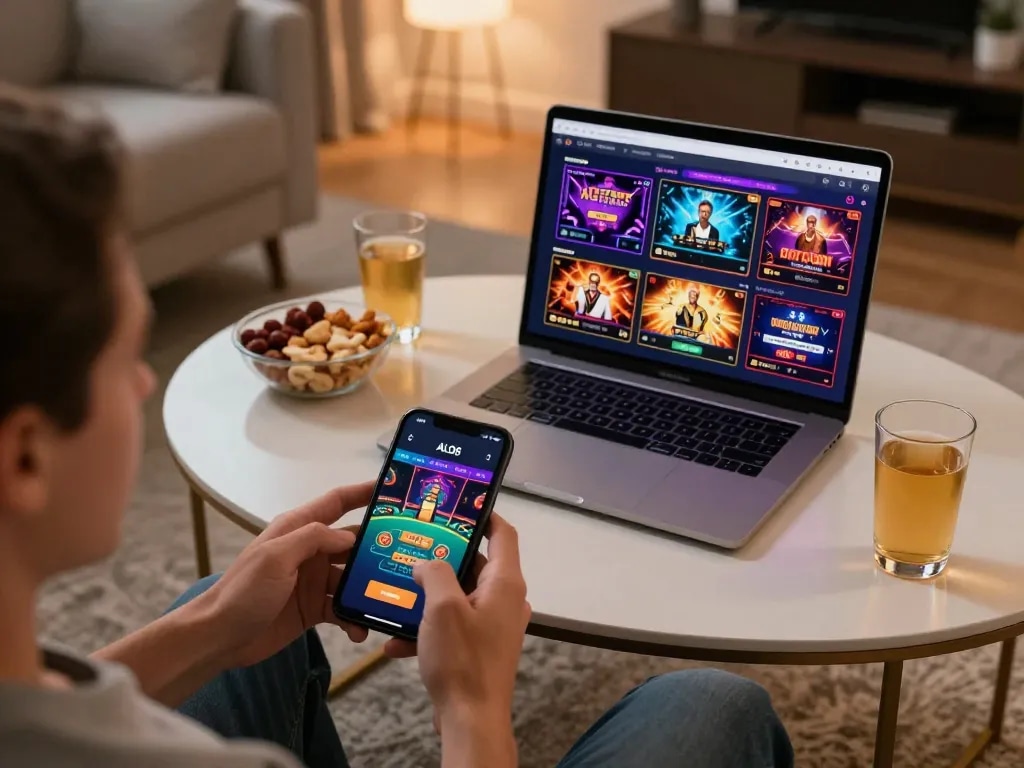 Engaging gameplay on ALO8 mobile app showcasing live dealer action in a cozy setting