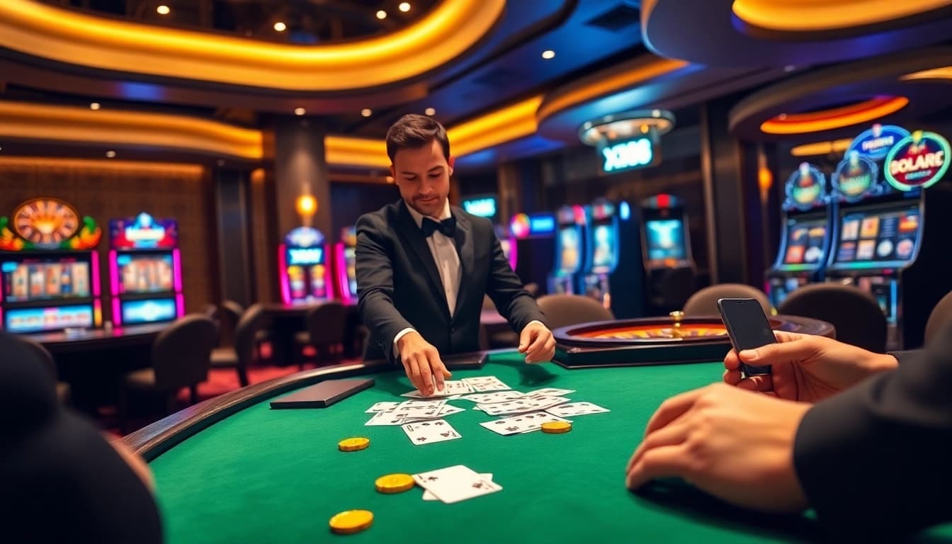 Players enjoying a professional gaming experience at XX88 casino with vibrant tables and exciting gameplay.