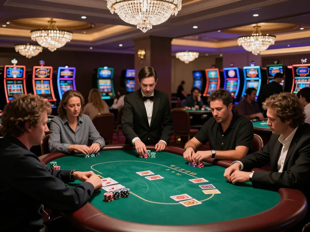 F8BET gaming in an upscale casino setting with players engaged in poker