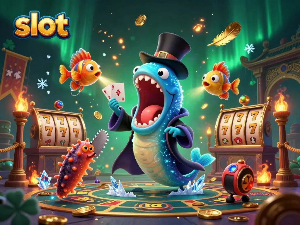 Menangkan jackpot melalui slot game dengan gulper eel yang menunjukkan trik kartu.