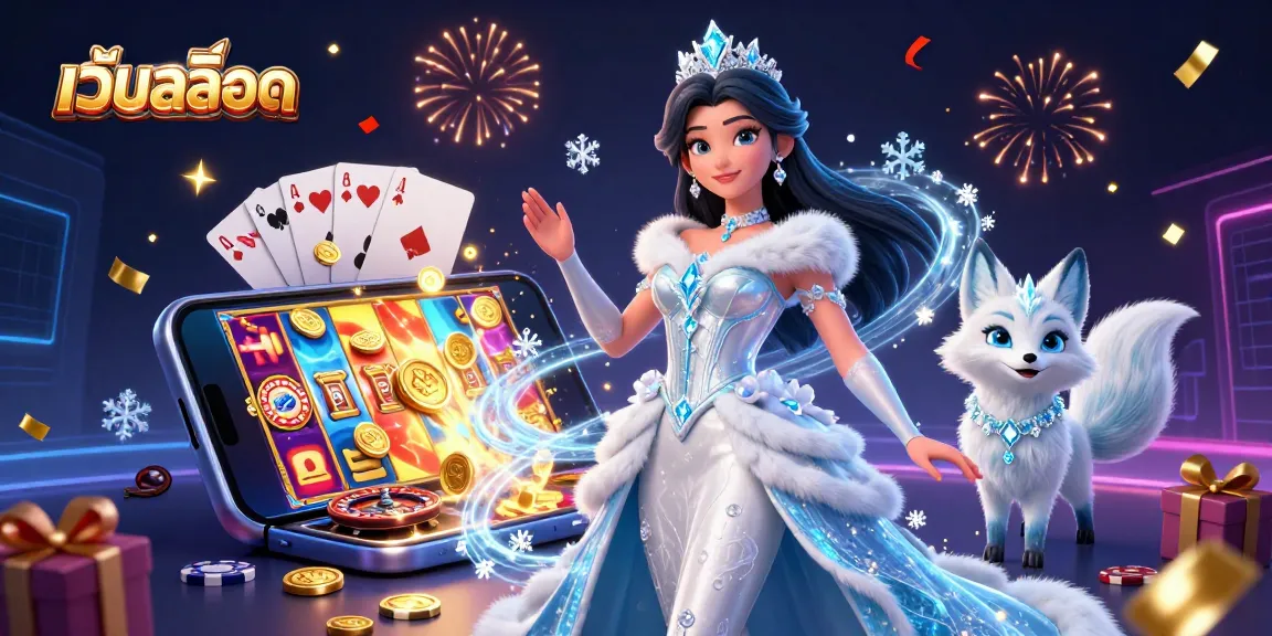 Spin and win with เว็บสล็อต in this vibrant casino-themed digital illustration.