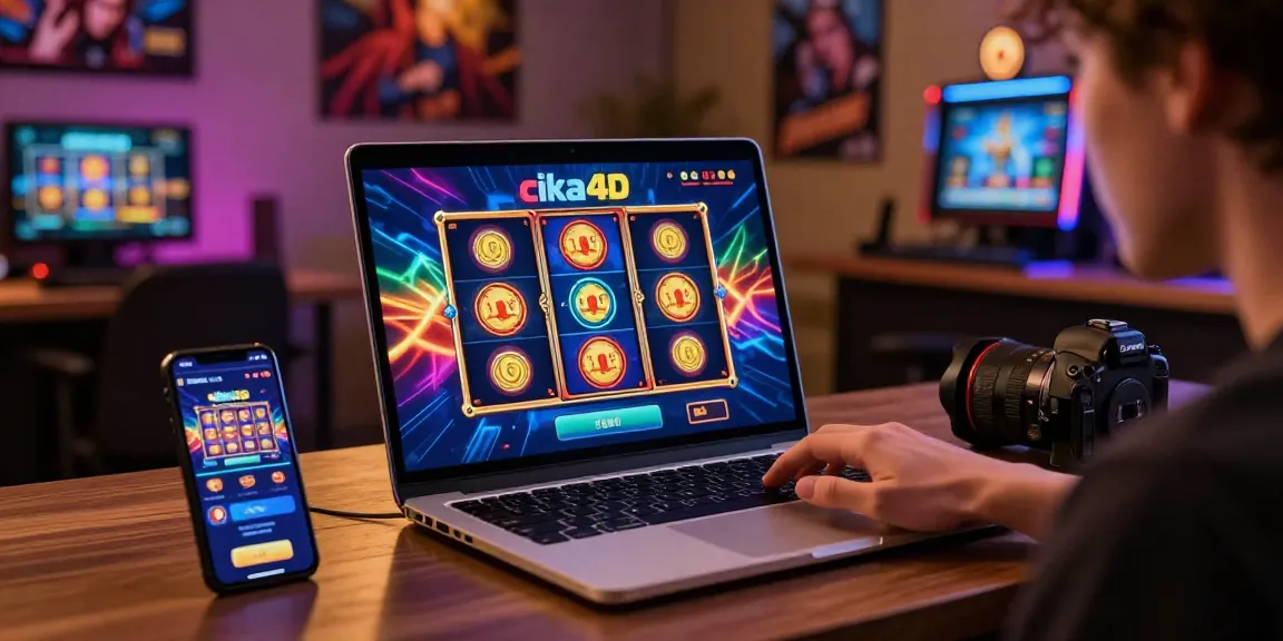 Engaging player enjoying cika4d slot game in a vibrant gaming setting with modern technology and colorful visuals.
