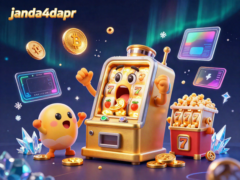 Mesin slot jackpot di janda4dapr, menyebar koin dan elemen permainan, suasana meriah!