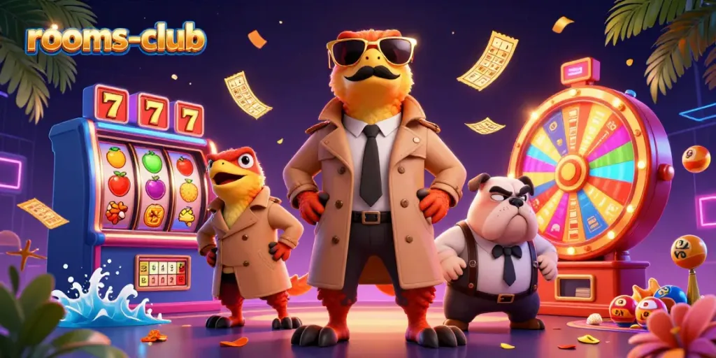 Koneksi kece dengan suasana permainan slot di rooms-club yang penuh warna dan kegembiraan.