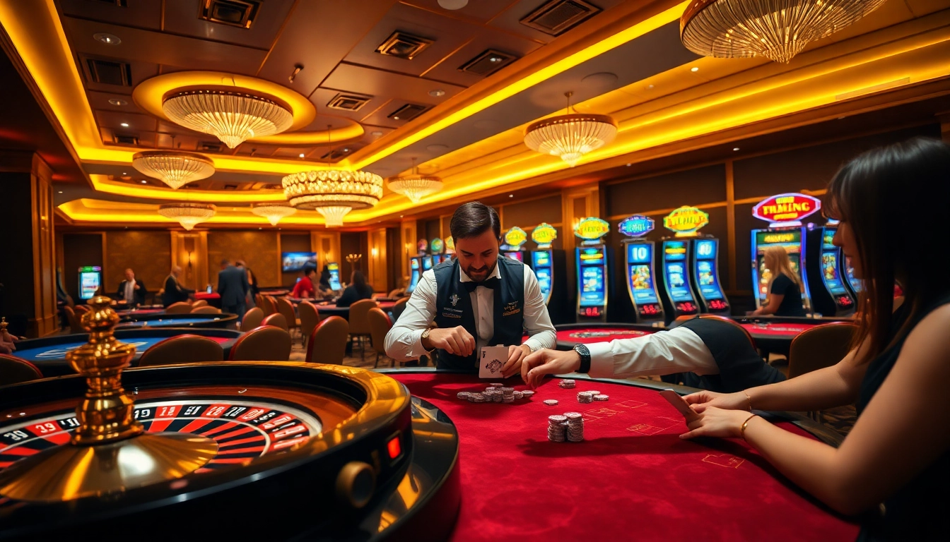Engage in thrilling bets at KK-55.site featuring luxurious casino tables and vibrant slot machines.