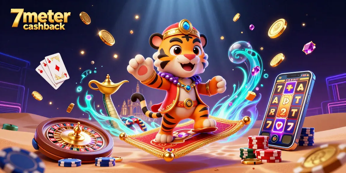 Experience thrilling wins with 7meter cashback and exciting casino gameplay in a vibrant, dynamic scene.