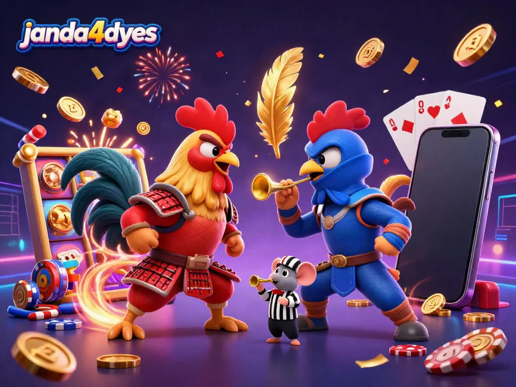 Raih kemenangan bersama janda4dyes dalam aksi duel ayam kartun seru di dunia perjudian online.