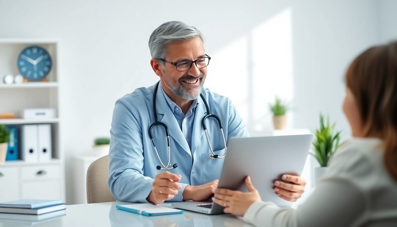 Engage in an online doctor visit pay per visit with a friendly healthcare professional in a bright, modern setting.