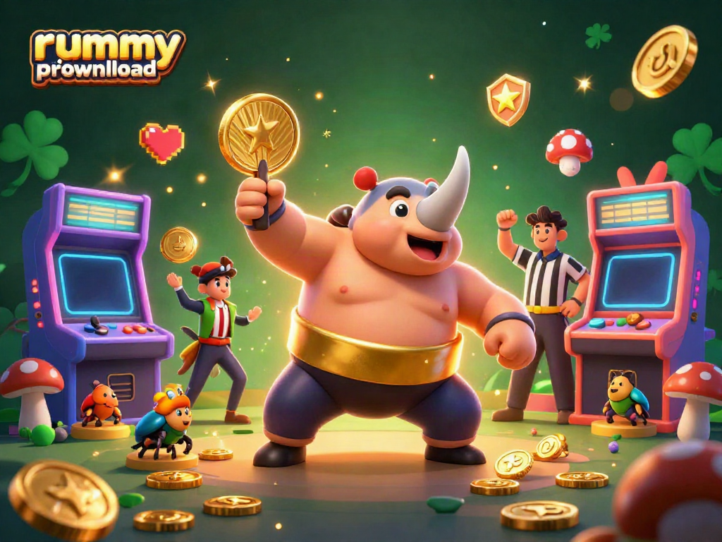 Experience the thrill of rummy prime download with vibrant 3D characters and gaming elements.