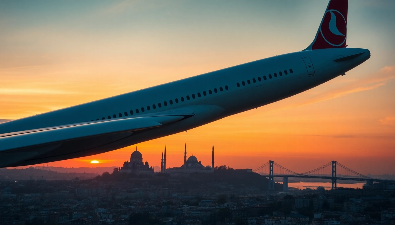 Flight TK88 by Turkish Airlines soaring over Istanbul, capturing the city’s iconic skyline.