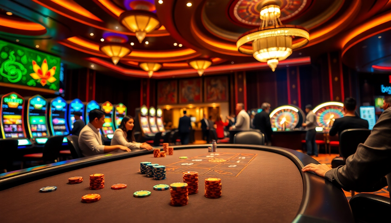 Experience the thrill of professional gaming at da88st.com with an engaging casino scene featuring poker and slots.