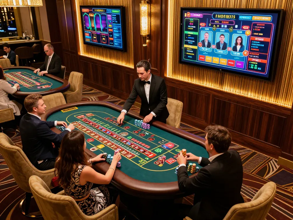 gg 88 players engaging in high-stakes game at luxury roulette table in vibrant casino environment