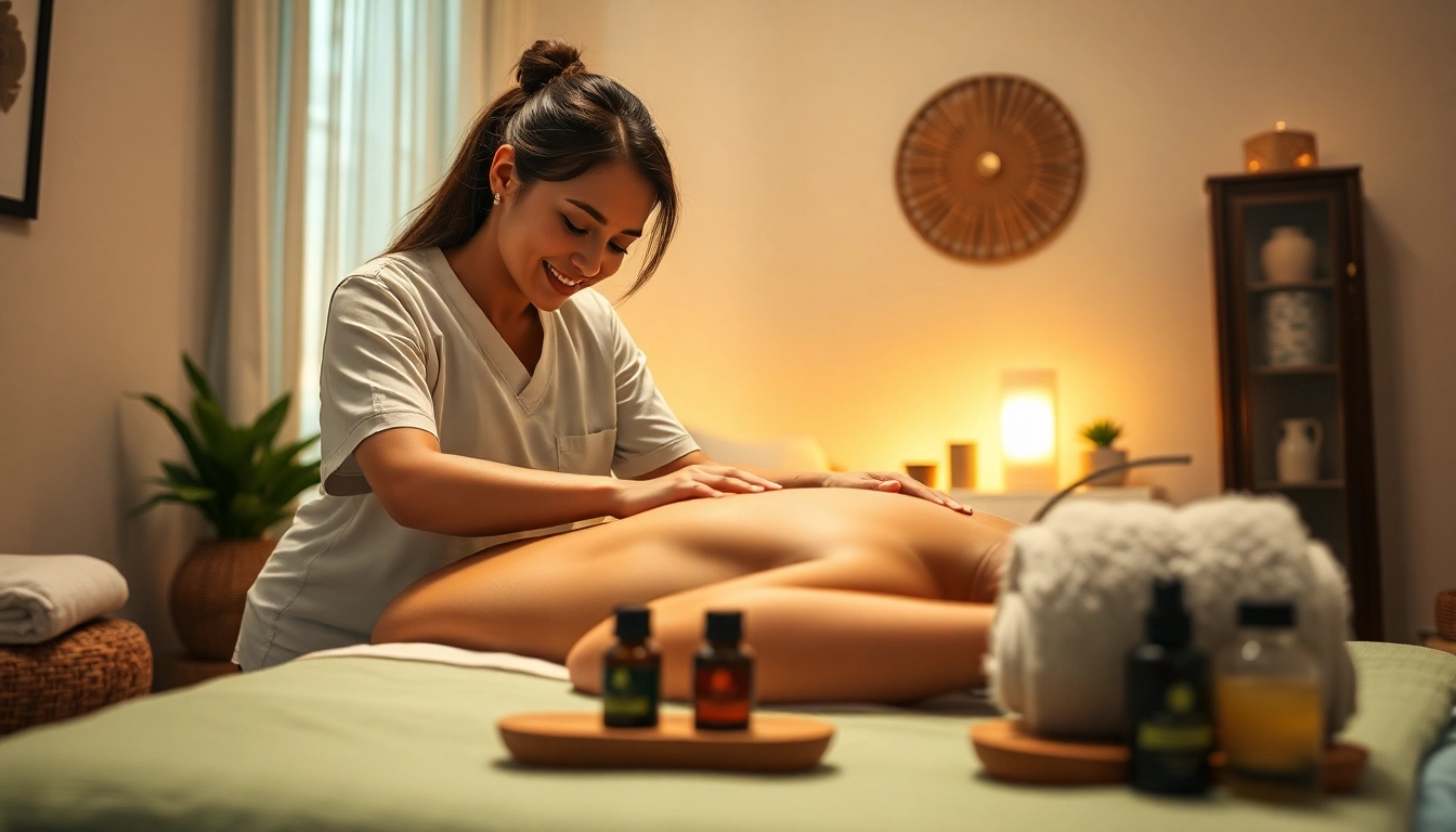 Relaxing 평택출장마사지 session with a professional therapist in a cozy setting.