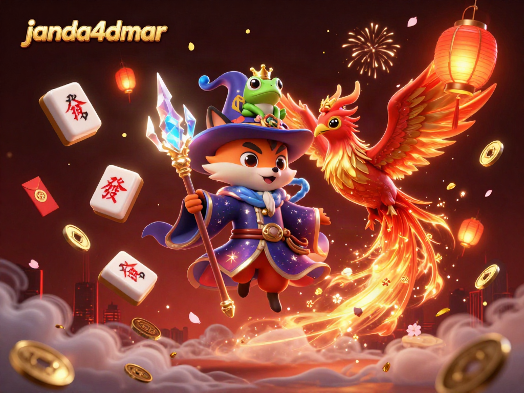 Merayakan janda4dmar dengan ilustrasi digital 3D yang indah, menampilkan karakter magis di dunia perjudian.