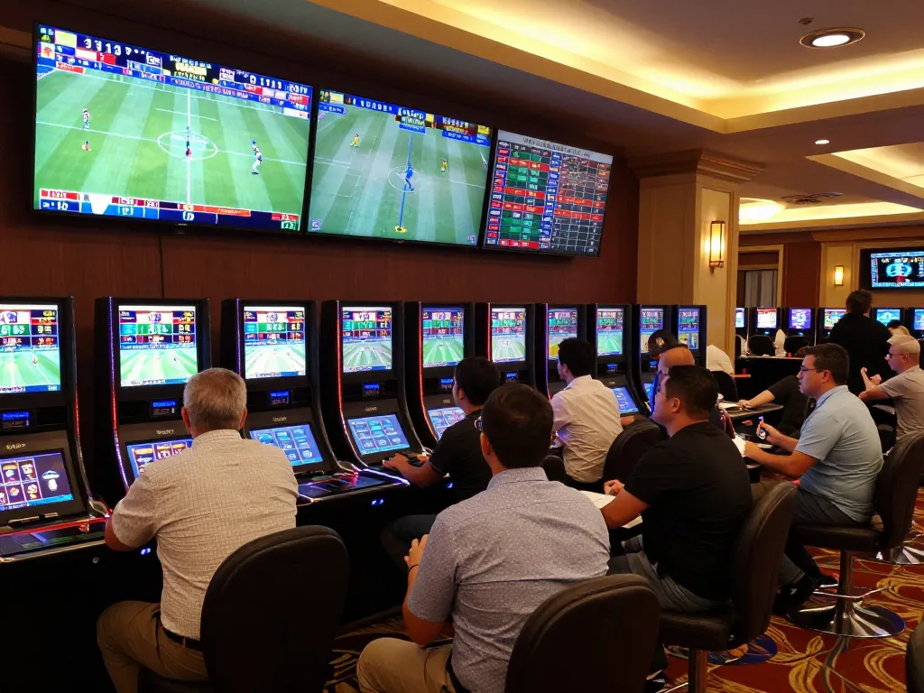 F8BET sports betting action with enthusiastic bettors placing live wagers on exciting games