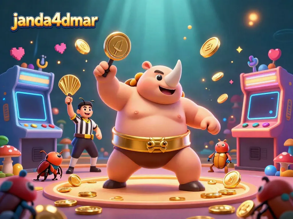 Rasakan keseruan janda4dmar dengan juara sumo badak 3D mengirimkan koin emas terbang dalam suasana kasino.