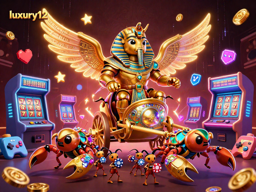 Permainan slot dan taruhan menyenangkan di luxury12 dengan karakter unik dalam kasino digital.