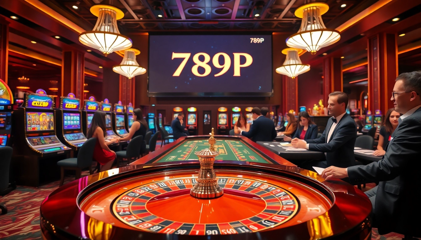 Experience the excitement of casino games at 789P with vibrant tables and eager players.