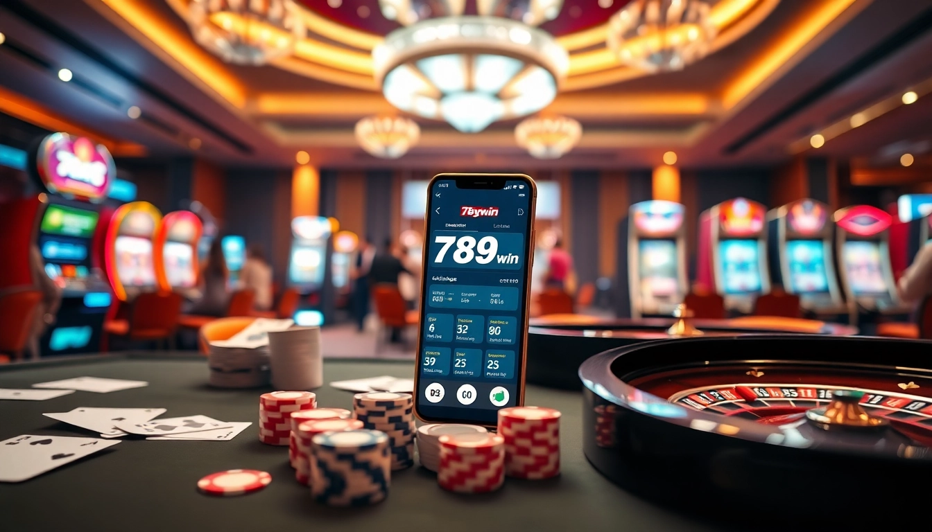 Engage with the app 789win in a professional casino setting featuring vibrant tables and exciting gaming visuals.