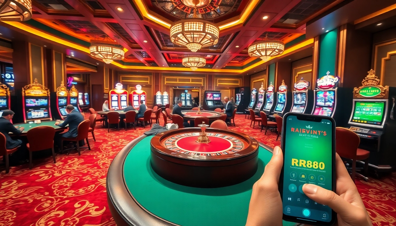 Experience the excitement of RR88 with lively casino games showcasing poker, slots, and roulette.