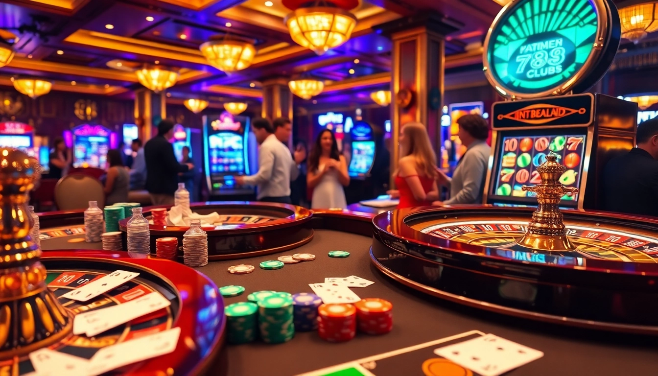 Experience the thrill of gaming at 789club casino with vibrant poker chips and roulette.