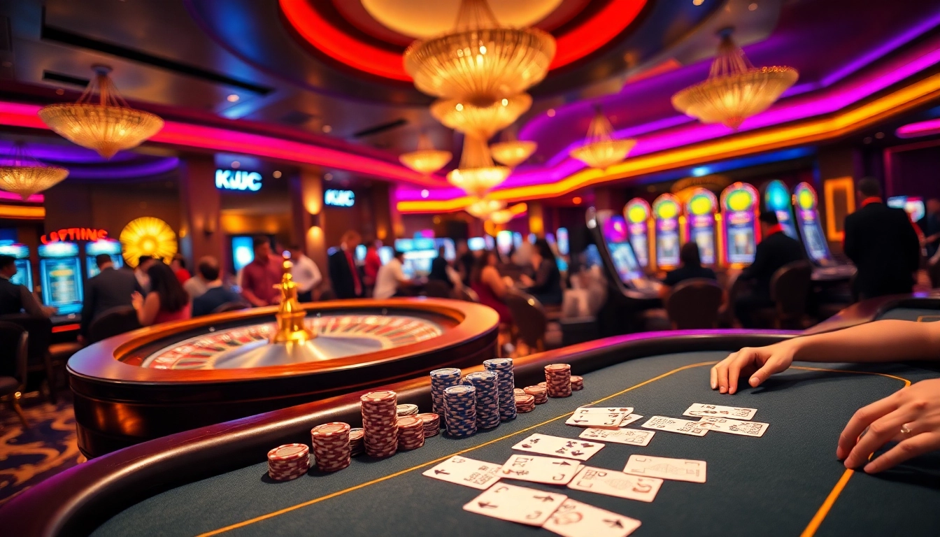 KJC members enjoy an exciting poker game at a luxurious casino table, highlighting high stakes and thrilling experience.