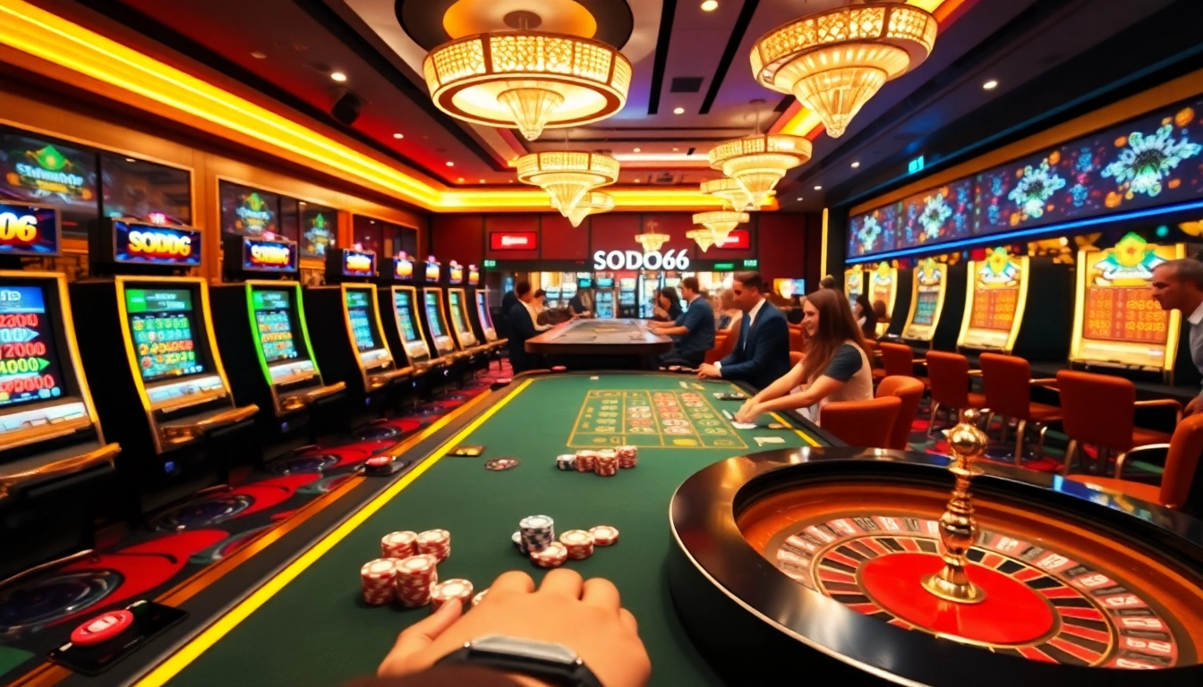 SODO66 casino table with players enjoying various games in an exciting online gambling atmosphere.