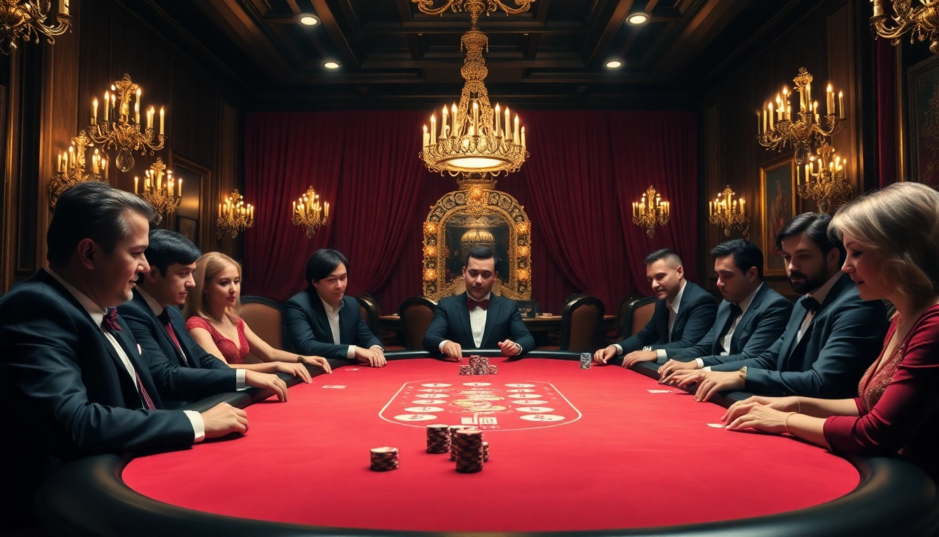 優塔娱乐城的豪華賭博場景，生動描繪了賭桌周圍的專注玩家。