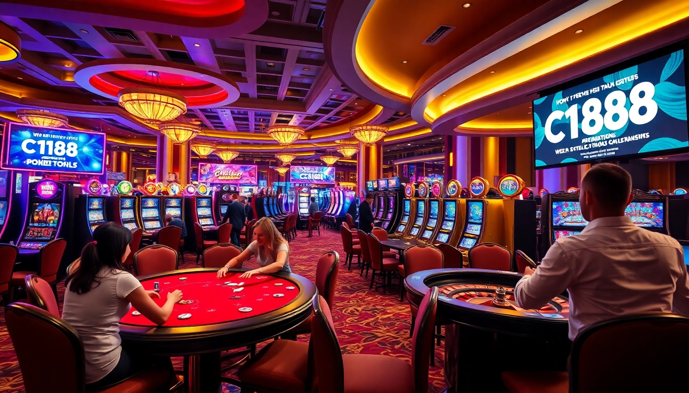 Players winning at C168 casino tables with vibrant colors and an exciting atmosphere.