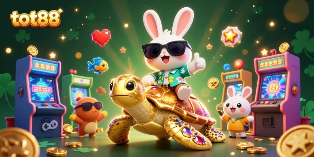 Play exciting casino games at tot88 with a lucky rabbit and golden sea turtle in 3D!